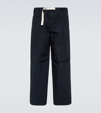 Jil Sander Zip-off Cotton Trousers In Blue