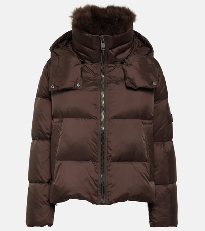 Yves Salomon Hooded Quilted Down Jacket In Brown