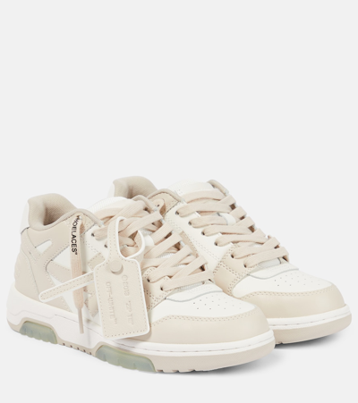 Off-white Out Of Office Leather Trainers In Beige