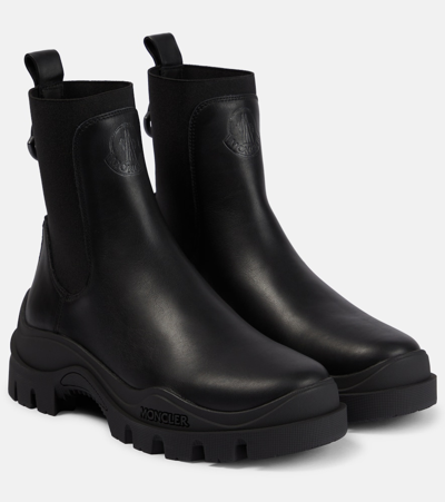 Moncler Larue Chelsea Leather Ankle Boots In Black