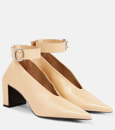 Jil Sander Leather Pumps In Beige