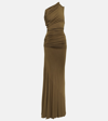 Entire Studios Draped One-shoulder Jersey Gown In Green
