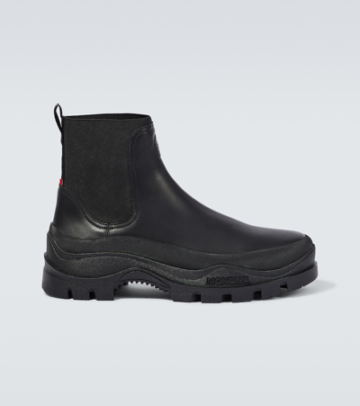 Moncler Larue Leather Chelsea Boots In Black  