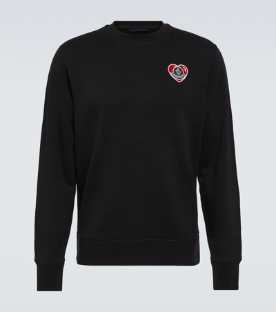 Moncler Logo-patch Cotton Sweatshirt In Black