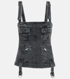 Blumarine Cargo-pockets Denim Top In Black
