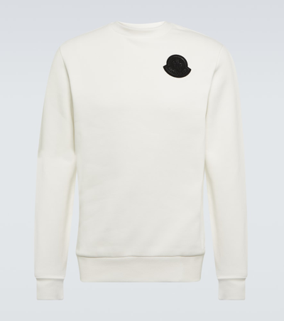 Moncler Logo-appliqué Cotton Sweatshirt In White