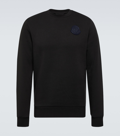 Moncler Cotton Jersey Sweatshirt In Black