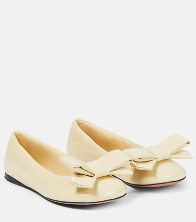 Loewe Puffy Patent Leather Ballerina Flats In Beige