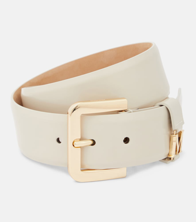 Max Mara Newglossy Leather Belt In 004 Beige