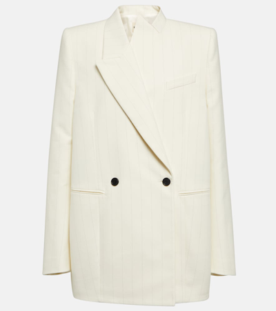 Khaite Malek Striped Cotton Tuxedo Jacket In Neutrals