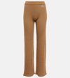 Moncler Ribbed Wool Knit Bottoms In Medium Beige