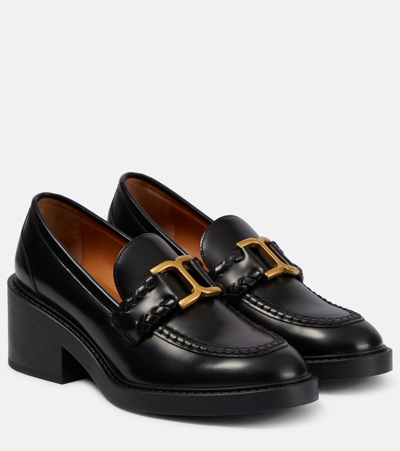 Chloé Marcie Embellished Leather Loafers In Black