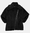 Max Mara Wool-alpaca Teddy Biker Jacket In Black