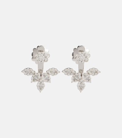 Yeprem Moonflower 18kt White Gold Earrings With Diamonds In Silver