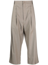 HED MAYNER PLEATED CROPPED WOOL TROUSERS