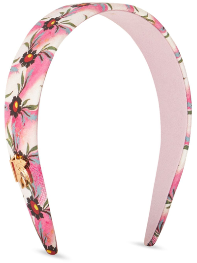 Etro Floralia-print Silk Headband In Pink