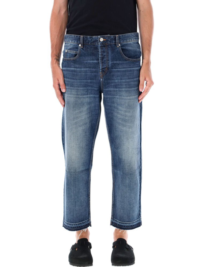 Isabel Marant Logo Patch Straight Leg Jeans In Blue