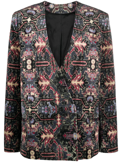 Isabel Marant Vaklero Single-breasted One Button Jacket In Multicolour
