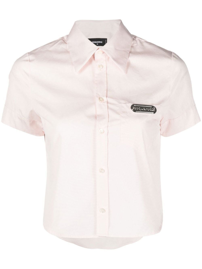 Dsquared2 Cropped Logo-patch Shirt In Pink