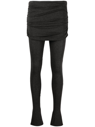 Blumarine Skirt-overlay Skinny Trousers In Grey