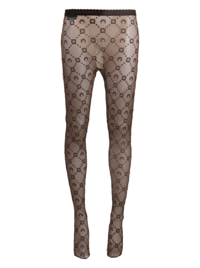 Marine Serre Motif-pattern High-waisted Tights In Brown