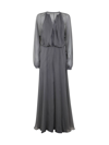 Giorgio Armani Long Dress In Silk In Grey