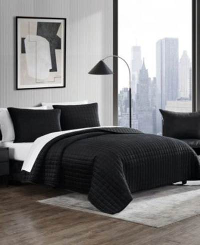 Vera Wang Diamond Velvet Quilt Sets In Black