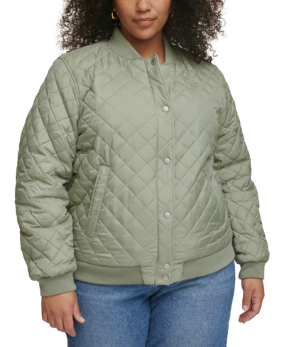 Levi's Plus Size Quilted Bomber Jacket In Seafoam