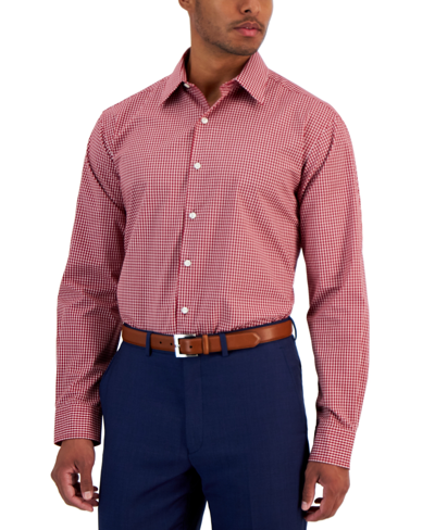Club Room Men's Regular Fit Check Dress Shirt, Created For Macy's In Biking Red Whit