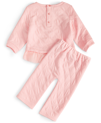 First Impressions Baby Girls Quilted Top And Pants, 2 Piece Set, Created For Macy's In Creamy Berry