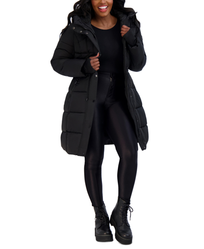 Steve Madden Juniors' Anorak Hooded Puffer Coat In Black