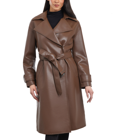 Bcbgeneration Women's Faux-leather Belted Trench Coat In Cocoa