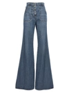 Etro Blue Flared Jeans With Multicolor Embroideries