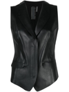 NORMA KAMALI NOTCH-LAPEL FAUX-LEATHER WAISTCOAT