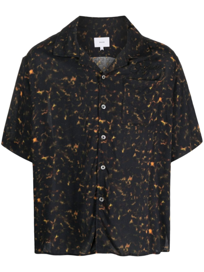 Rhude Abstract-print Logo-embroidered Shirt In Black