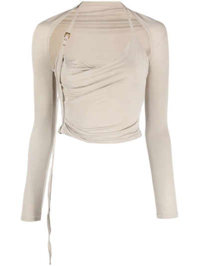 Jacquemus Le Haut Peplo Top In Neutrals