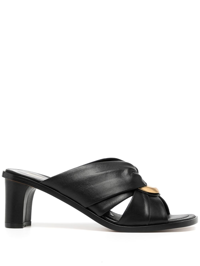 Etro Branded O-ring Mid-heel Sandals In Black