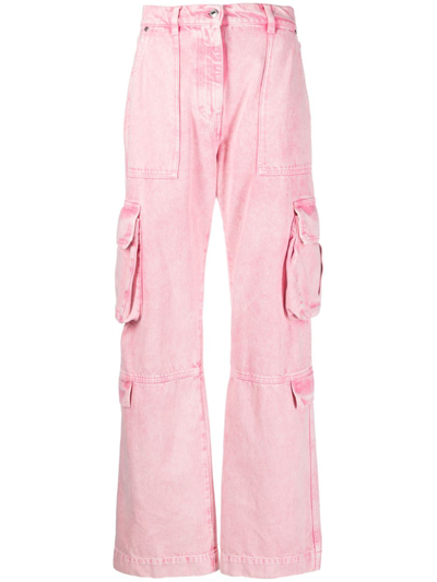 MSGM BLEACHED-EFFECT WIDE-LEG CARGO JEANS