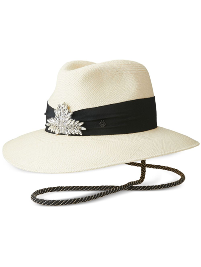 Maison Michel Henrietta Crystal-embellished Fedora In Demi Blacnhi