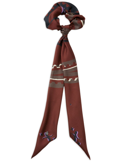 Maison Michel Camila Graphic-print Scrunchie In Brown