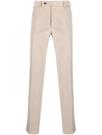 Canali Straight-leg Cotton-blend Suit Trousers In Neutrals