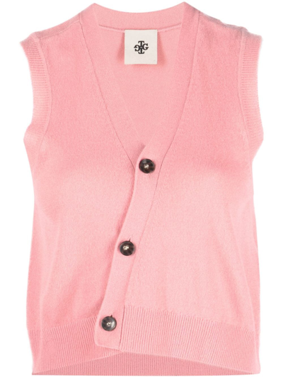 The Garment Asymmetric V-neck Knit Vest In Pink