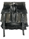 Blumarine Cargo-pocket Asymmetric Denim Skirt In Grey