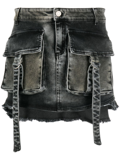 Blumarine Jeans Mini Skirt With Cargo Pockets In Grey