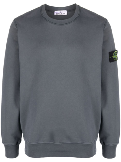 Stone Island Compass-patch Cotton Sweatshirt In Grey