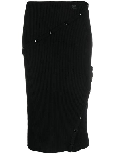 Courrèges Detachable-panel High-waist Skirt In Black