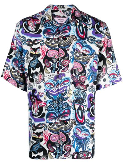 Martine Rose Mix-print Short-sleeve Shirt In Grey