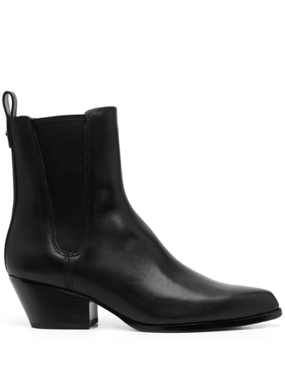 Michael Michael Kors Pointed-toe Leather Ankle Boots In Black