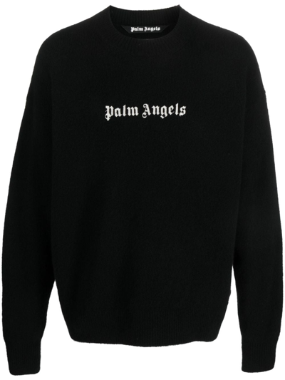 PALM ANGELS LOGO嵌花圆领毛衣