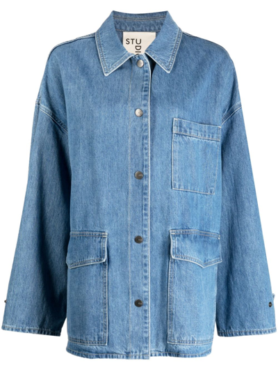 Studio Tomboy Drop-shoulder Denim Jacket In Blue